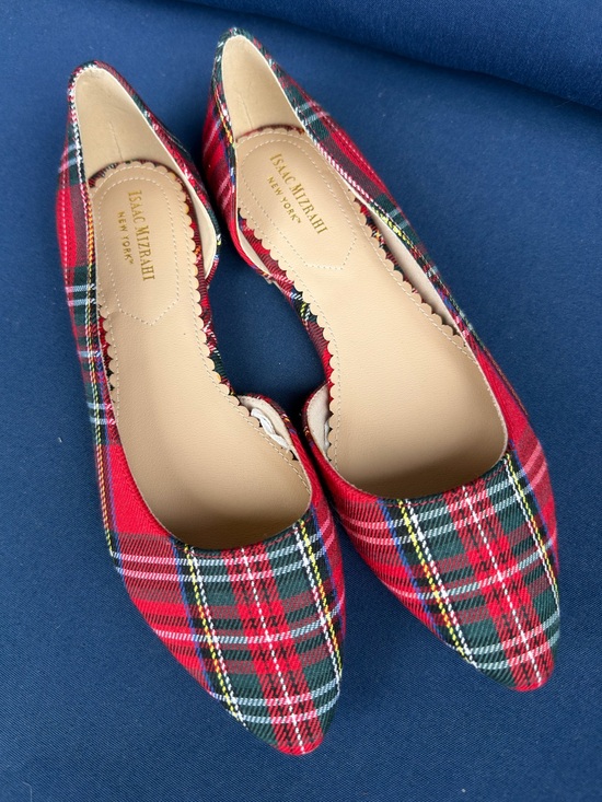 Isaac Mizrahi Shoes - Isaac Mizrahi Amaya Women's Red Tartan Plaid D'Orsay Flats 7.5 Pointed Toe Party